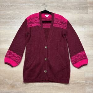 Sundance Wool‎ Blend Knit Cardigan Women’s XS Color Maroon/Pink